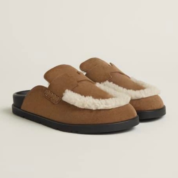 Hermes GO Shearling Mules - Picture 1 of 2
